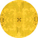 Round Abstract Yellow Modern Rug, abs1239yw