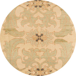 Round Machine Washable Abstract Orange Rug, wshabs1239