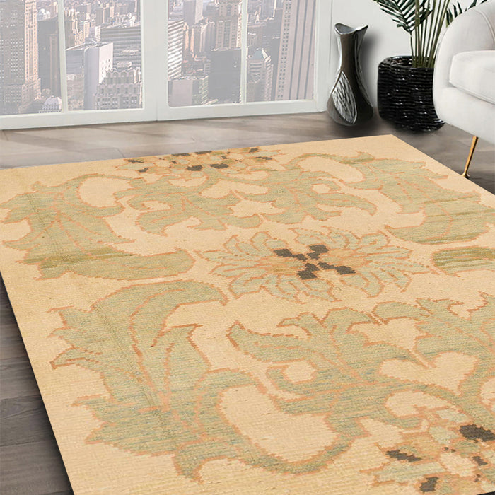 Abstract Orange Modern Rug in Family Room, abs1239