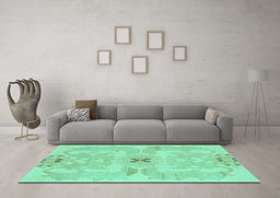 Machine Washable Abstract Turquoise Modern Area Rugs in a Living Room,, wshabs1239turq