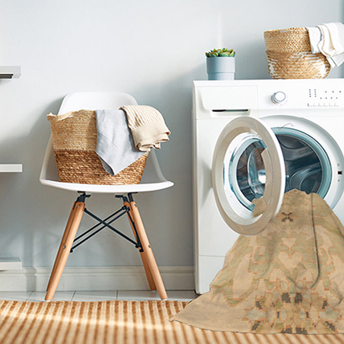 Machine Washable Abstract Orange Rug in a Washing Machine, wshabs1239