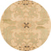 Round Abstract Orange Modern Rug, abs1239