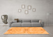 Machine Washable Abstract Orange Modern Area Rugs in a Living Room, wshabs1239org