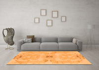 Machine Washable Abstract Orange Modern Rug, wshabs1239org