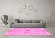 Machine Washable Abstract Pink Modern Rug in a Living Room, wshabs1239pnk