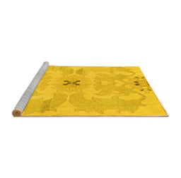 Sideview of Machine Washable Abstract Yellow Modern Rug, wshabs1239yw