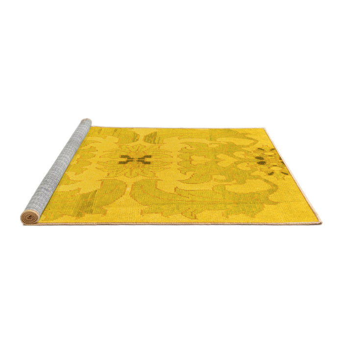 Sideview of Machine Washable Abstract Yellow Modern Rug, wshabs1239yw