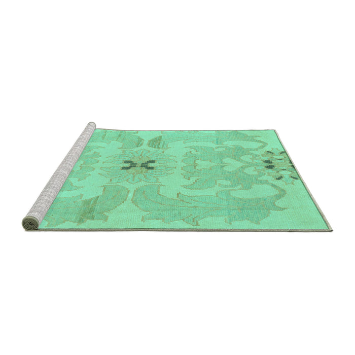 Sideview of Machine Washable Abstract Turquoise Modern Area Rugs, wshabs1239turq