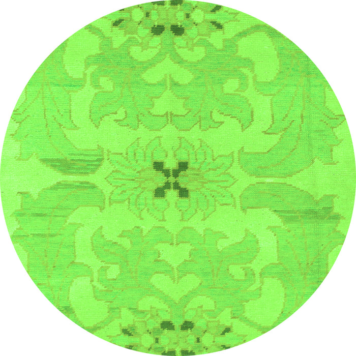 Round Machine Washable Abstract Green Modern Area Rugs, wshabs1239grn
