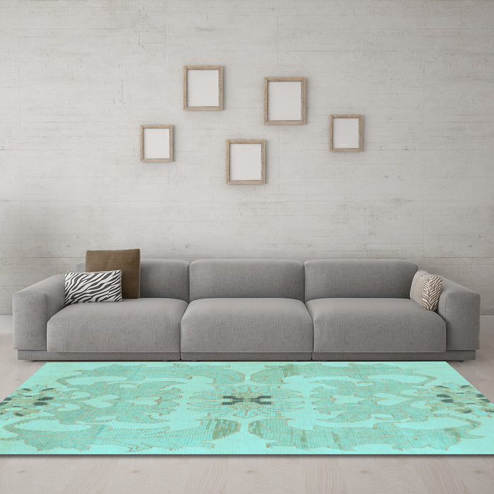 Machine Washable Abstract Light Blue Modern Rug in a Living Room, wshabs1239lblu