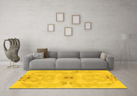 Machine Washable Abstract Yellow Modern Rug, wshabs1239yw