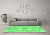 Machine Washable Abstract Emerald Green Modern Rug, wshabs1239emgrn