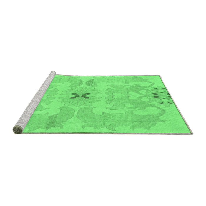 Sideview of Machine Washable Abstract Emerald Green Modern Area Rugs, wshabs1239emgrn