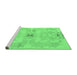 Sideview of Machine Washable Abstract Emerald Green Modern Area Rugs, wshabs1239emgrn