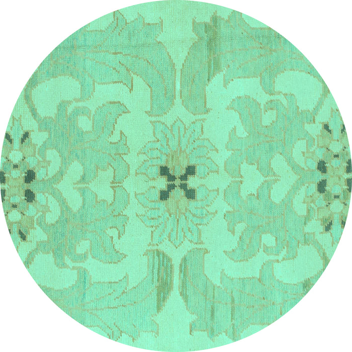 Round Machine Washable Abstract Turquoise Modern Area Rugs, wshabs1239turq
