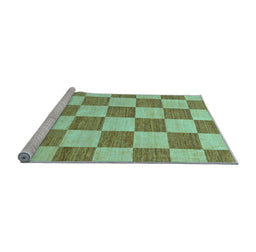 Sideview of Machine Washable Checkered Light Blue Modern Rug, wshabs123lblu