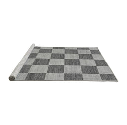 Sideview of Machine Washable Checkered Gray Modern Rug, wshabs123gry
