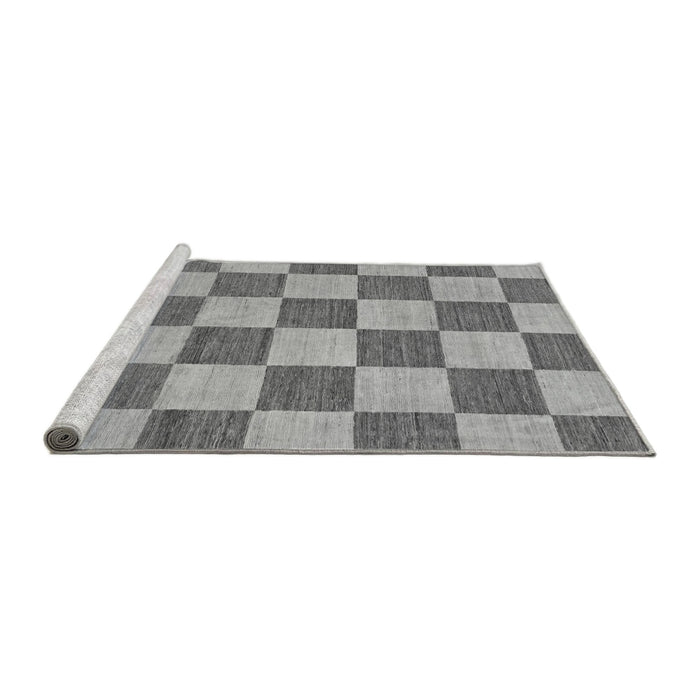 Sideview of Machine Washable Checkered Gray Modern Rug, wshabs123gry