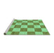 Sideview of Machine Washable Checkered Turquoise Modern Area Rugs, wshabs123turq