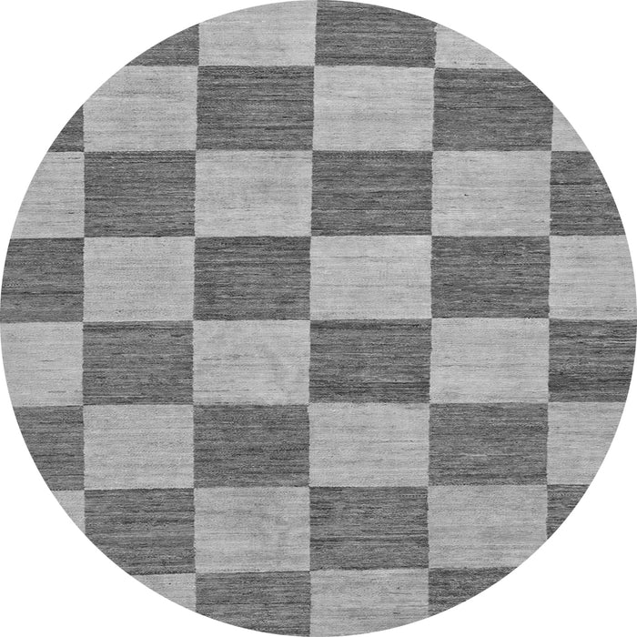 Round Machine Washable Checkered Gray Modern Rug, wshabs123gry
