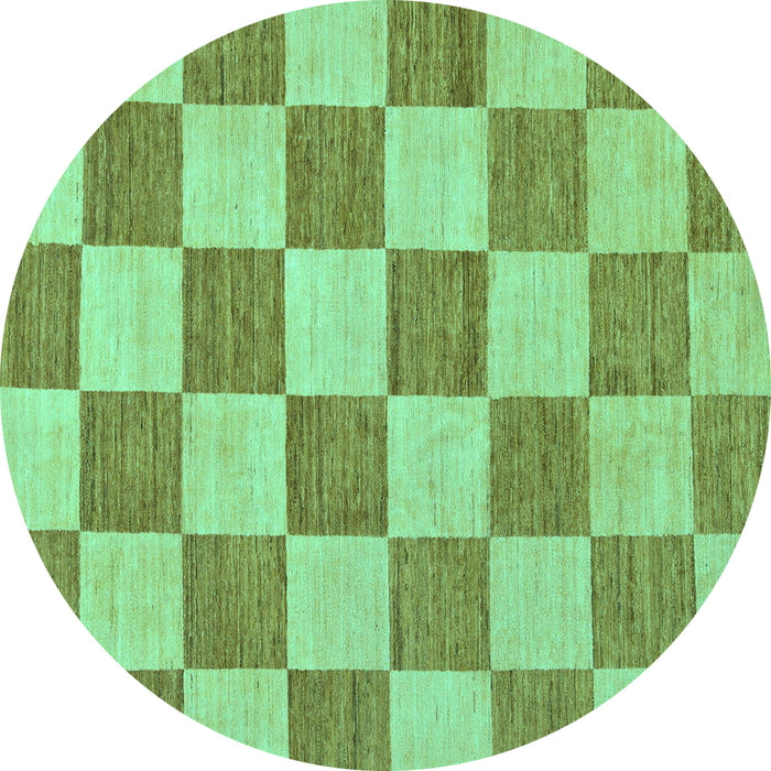 Round Checkered Turquoise Modern Rug, abs123turq