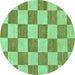 Round Checkered Turquoise Modern Rug, abs123turq