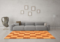 Machine Washable Checkered Orange Modern Rug, wshabs123org