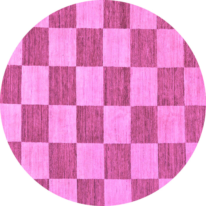Round Machine Washable Checkered Purple Modern Area Rugs, wshabs123pur