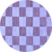 Round Checkered Blue Modern Rug, abs123blu