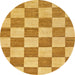 Round Abstract Saffron Yellow Checkered Rug, abs123