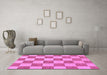 Machine Washable Checkered Purple Modern Area Rugs in a Living Room, wshabs123pur