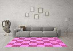 Machine Washable Checkered Purple Modern Area Rugs in a Living Room, wshabs123pur