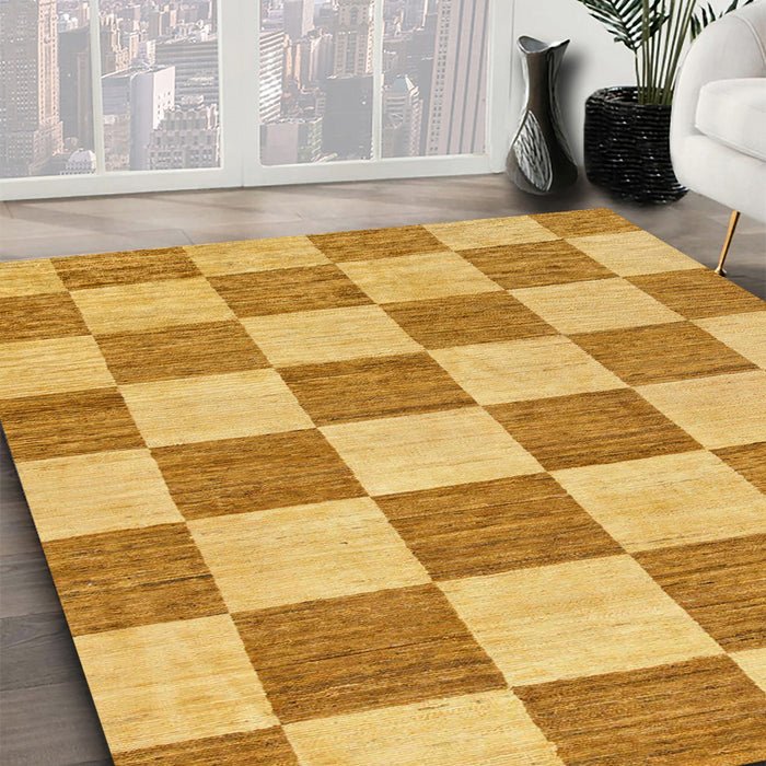 Machine Washable Abstract Saffron Yellow Rug in a Family Room, wshabs123