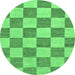 Round Checkered Emerald Green Modern Rug, abs123emgrn