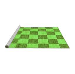 Sideview of Machine Washable Checkered Green Modern Area Rugs, wshabs123grn