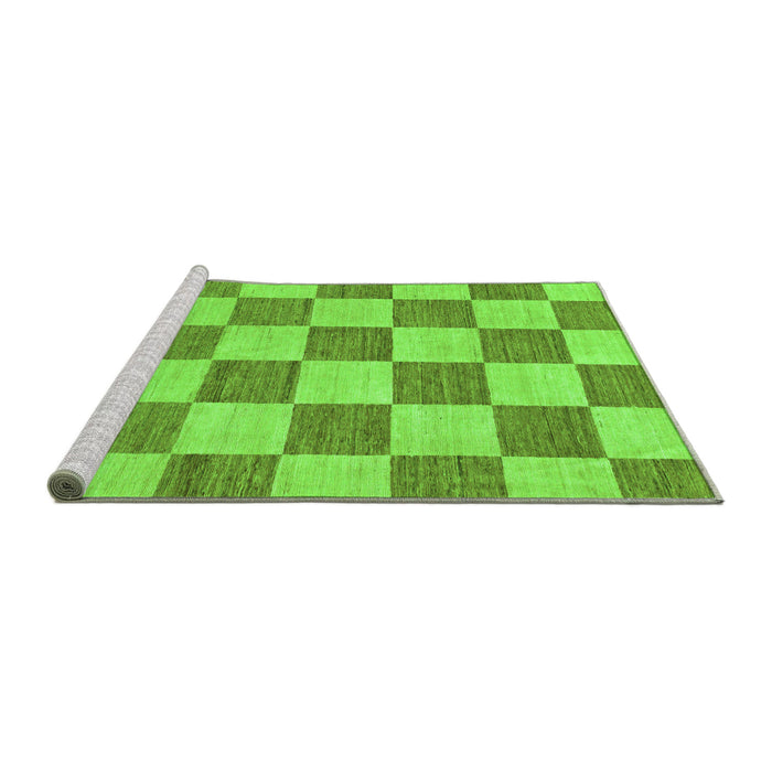 Sideview of Machine Washable Checkered Green Modern Area Rugs, wshabs123grn