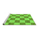 Sideview of Machine Washable Checkered Green Modern Area Rugs, wshabs123grn