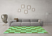 Machine Washable Checkered Turquoise Modern Area Rugs in a Living Room,, wshabs123turq