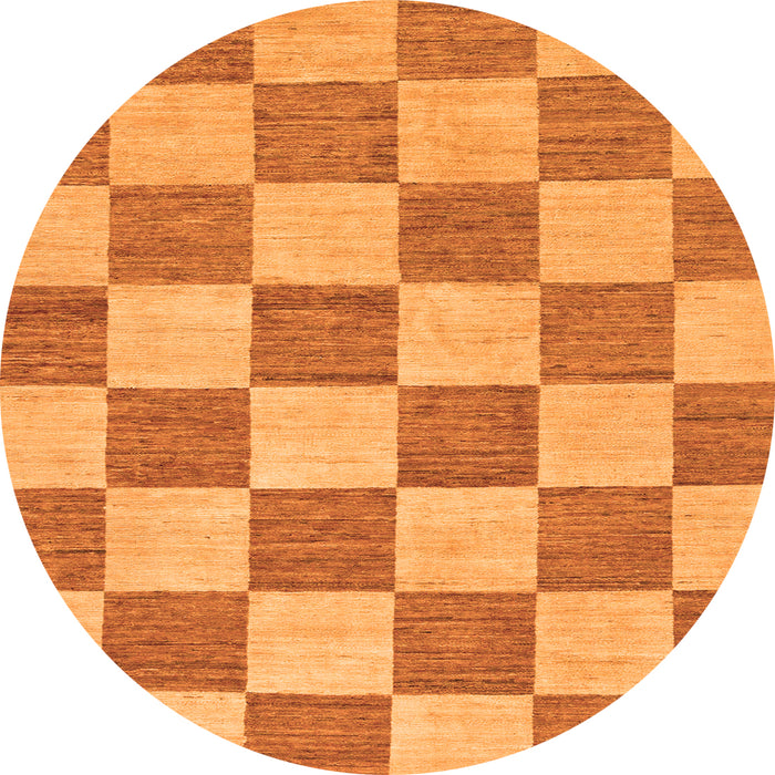 Round Checkered Orange Modern Rug, abs123org