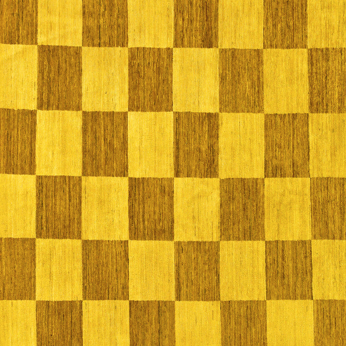 Square Machine Washable Checkered Yellow Modern Rug, wshabs123yw