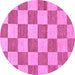 Round Checkered Purple Modern Rug, abs123pur