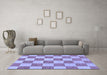 Machine Washable Checkered Blue Modern Rug in a Living Room, wshabs123blu