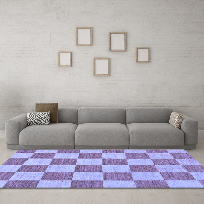 Machine Washable Checkered Blue Modern Rug in a Living Room, wshabs123blu