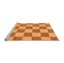 Sideview of Machine Washable Checkered Orange Modern Area Rugs, wshabs123org
