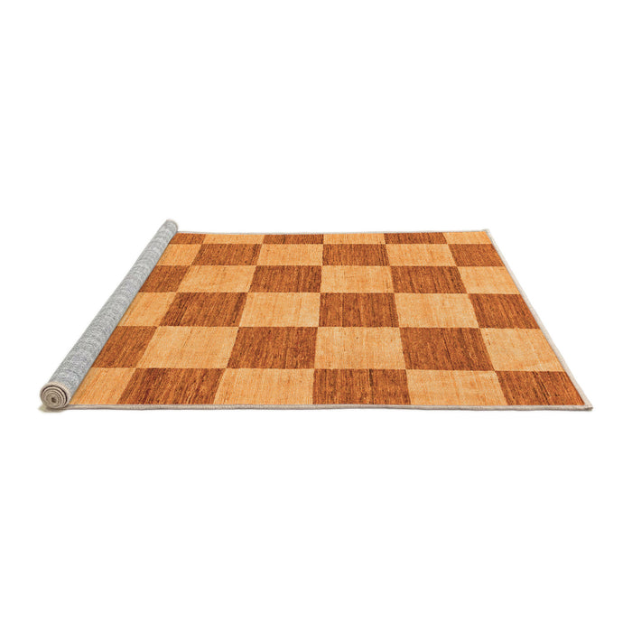 Sideview of Machine Washable Checkered Orange Modern Area Rugs, wshabs123org