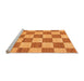 Sideview of Machine Washable Checkered Orange Modern Area Rugs, wshabs123org