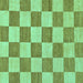 Square Machine Washable Checkered Turquoise Modern Area Rugs, wshabs123turq