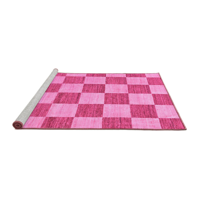 Sideview of Machine Washable Checkered Pink Modern Rug, wshabs123pnk