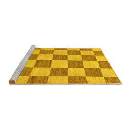 Sideview of Machine Washable Checkered Yellow Modern Rug, wshabs123yw