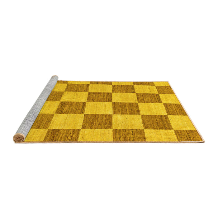 Sideview of Machine Washable Checkered Yellow Modern Rug, wshabs123yw